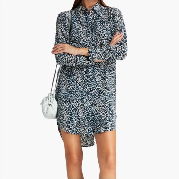 Equipment Dresses & Skirts - Equipment Femme Scoutt Silk Short Dress True Black Multi Leopard Print XS NWOT